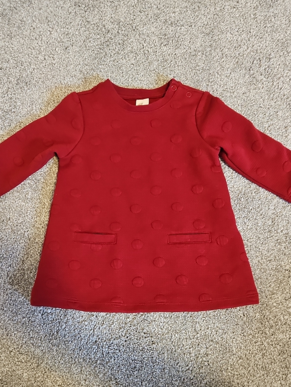 H&M Red Textured Dot Dress